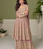 Faux georgette light pink embroidered readymade salwar kameez