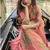 Peach digital printed chinon silk embroidered readymade gown with dupatta