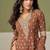 Faux georgette brown embroidered readymade salwar kameez