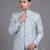 Light blue floral jacquard bandhgala suit for men
