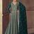 Teal embroidered chinon engagement designer readymade anarkali gown with dupatta