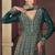 Teal embroidered chinon engagement designer readymade anarkali gown with dupatta