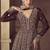 Wine embroidered chinon engagement designer readymade anarkali gown with dupatta