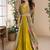 Mustard georgette readymade anarkali gown multicolor silk jacket & belt