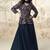 Embroidered navy blue chinon wedding readymade style suit