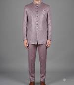 Mauve sequin bandhgala suit for men