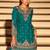 Teal chinon silk embroidered readymade palazzo suit