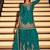 Teal chinon silk embroidered readymade palazzo suit