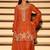 Orange chinon silk embroidered readymade palazzo suit