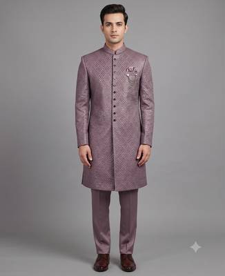 Mauve sequin nawabi suit for men 1