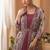 Dark mauve chinon silk embroidered readymade gown with jacket