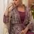 Dark mauve chinon silk embroidered readymade gown with jacket