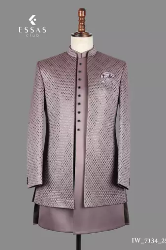 Mauve sequin nawabi suit for men
