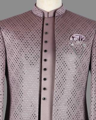 Mauve sequin nawabi suit for men 4