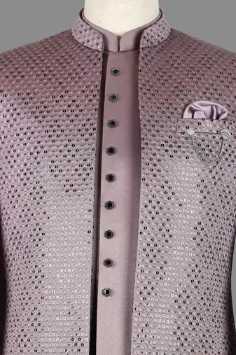 Mauve sequin nawabi suit for men