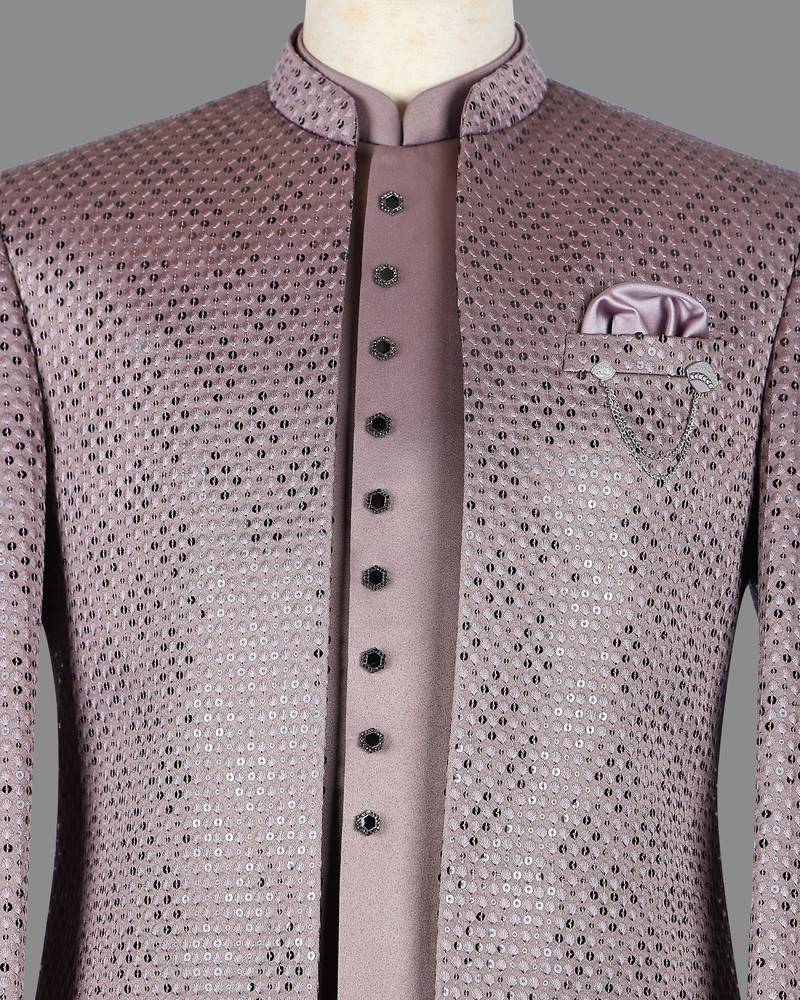 Mauve sequin nawabi suit for men