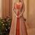 Orange chinon silk embroidered readymade gown with jacket