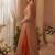 Orange chinon silk embroidered readymade gown with jacket
