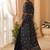 Navy blue chinon silk embroidered readymade gown with jacket