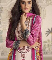 Crepe silk magenta pink mirror work readymade sharara suit