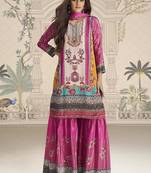 Crepe silk magenta pink mirror work readymade sharara suit