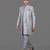 Powder blue floral embroidered open indowestern suit for men