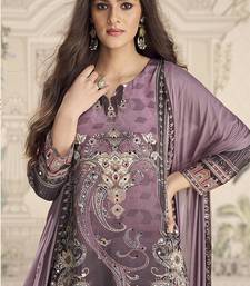 Crepe silk lilac mirror work readymade sharara suit