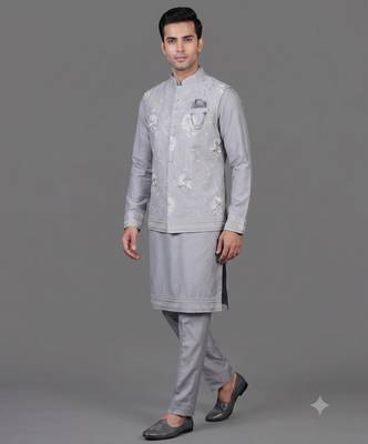 Powder blue nehru jacket for men 1