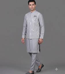 Powder blue nehru jacket for men