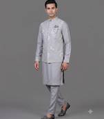 Powder blue nehru jacket for men