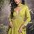 Pear viscose jacquard silk readymade gown with embroidered net dupatta