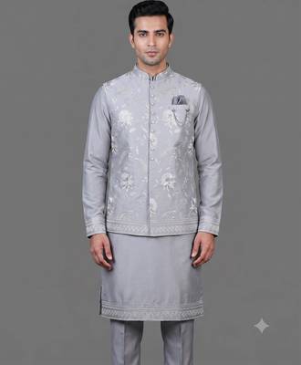 Powder blue nehru jacket for men 2