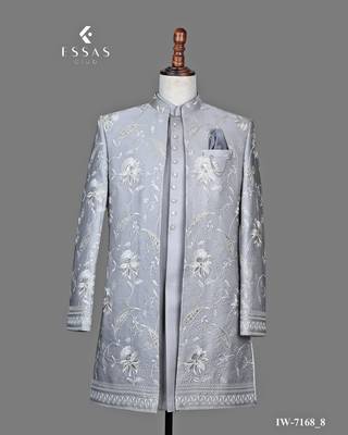 Powder blue nehru jacket for men 3