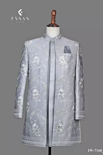 Powder blue nehru jacket for men