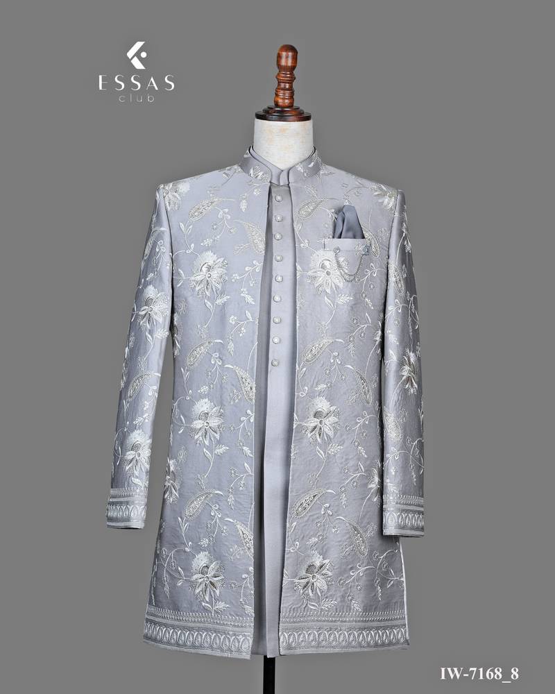 Powder blue nehru jacket for men