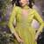 Pear viscose jacquard silk readymade gown with embroidered net dupatta