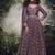 Wine viscose jacquard silk readymade gown with embroidered net dupatta