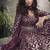 Wine viscose jacquard silk readymade gown with embroidered net dupatta
