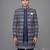 Navy blue jacquard open indowestern suit for men