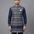 Navy blue jacquard nehru jacket for men