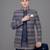 Navy blue jacquard open jodhpuri suit for men