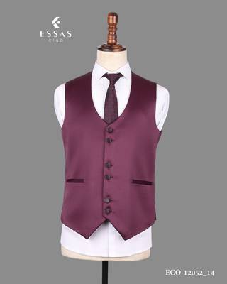 Burgundy jacquard nehru jacket for men 5