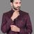 Burgundy jacquard bandhgala suit for men
