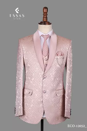 Blush pink jacquard nehru jacket for men