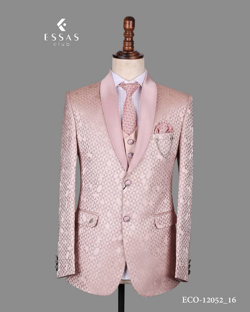 Blush pink jacquard nehru jacket for men