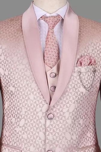 Blush pink jacquard nehru jacket for men