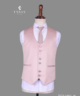 Blush pink jacquard nehru jacket for men 5