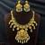 South Indian Lakshmi Temple Jewelry Set, Antique Gold Necklace Earrings, Pearl Goddess Bridal