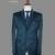 Teal blue geometric jacquard nehru jacket for men