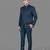 Teal blue geometric jacquard bandhgala suit for men